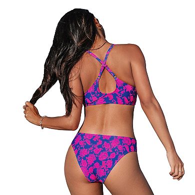 Women's Cupshe Floral Print Knot Bunny Tie Swim Top & Bikini Swim Bottoms Set