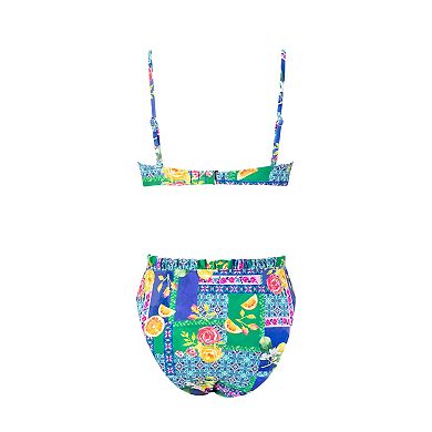 Women's Cupshe Floral Push Up Swim Top & Cheeky High Waisted Bikini Swim Bottoms Set