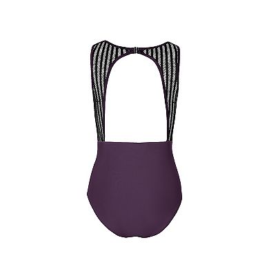 Women's Cupshe Tummy Control High Neck Cutout Back Hook Mesh One-Piece Swimsuit