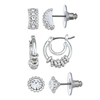 Napier Gold Tone Social Life 3-Pair Stud Earring Set