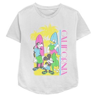 Disney's Mickey Mouse, Goofy & Donald Duck California Ready To Surf Women's Relaxed Fit Graphic Tee