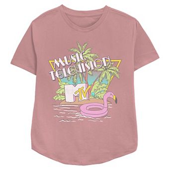 Women's MTV Music Television Tropical Vibes Relaxed Fit Graphic Tee