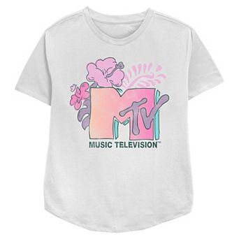 Women's MTV Hibiscus Flowers Relaxed Fit Graphic Tee