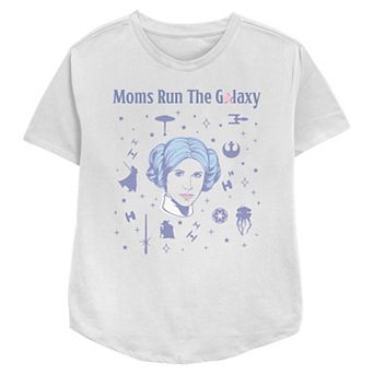 Women's Star Wars Princess Leia Moms Run The Galaxy Relaxed Fit Graphic Tee