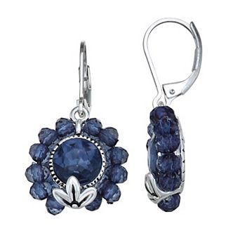 Napier Silver Tone Floral Color Drop Earrings