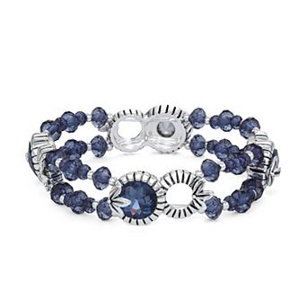 Napier Silver Tone Flower Color Stretch Bracelet