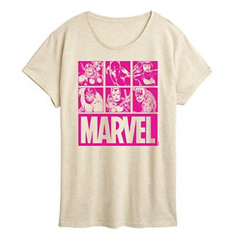 Women's Marvel Group Squares Graphic Tee