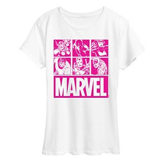 Women's Marvel Group Squares Graphic Tee