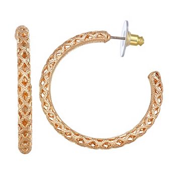 Napier Gold Tone Rope C Hoop Earrings