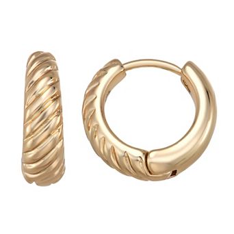 Napier Gold Tone Texture Huggie Earrings
