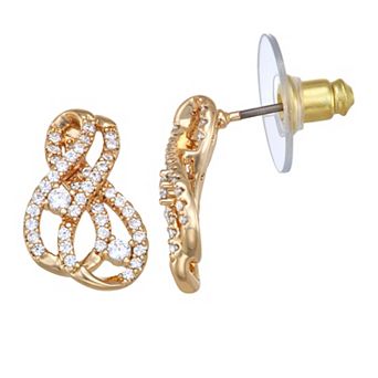 Napier Gold Tone Social Cubic Zirconia Twisted Drop Earrings