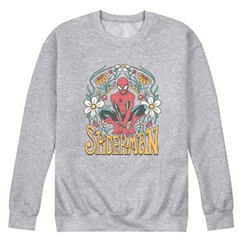 Men's Marvel Spider-Man Vintage Florals Crew Fleece Sweatshirt