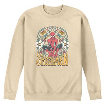 Men's Marvel Spider-Man Vintage Florals Crew Fleece Sweatshirt