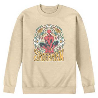 Men's Marvel Spider-Man Vintage Florals Crew Fleece Sweatshirt