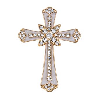 Napier Silver Tone Crystal Cross Pin