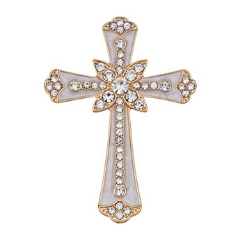 Napier Silver Tone Crystal Cross Pin