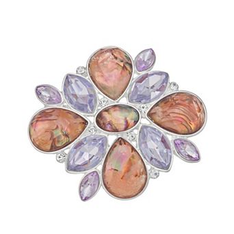 Napier Silver Tone Cluster Stones Pin