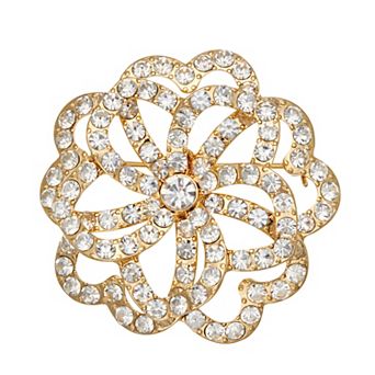 Napier Silver Tone Crystal Flower Pin