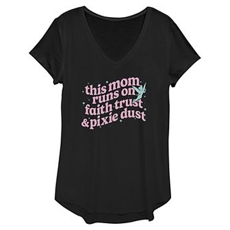 Disney's Tinker Bell This Mom Runs On Faith Trust & Pixie Dust Women's Graphic Tee