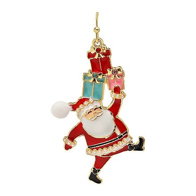 Gold-Tone Santa & Presents Nickle-Free Dangle Earrings