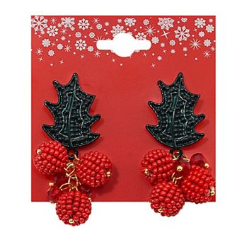 Gold Tone Mistletoe Nickel-Free Dangle Earrings