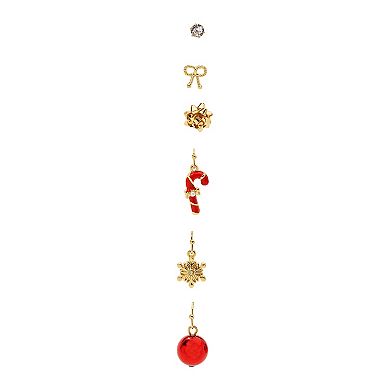 Gold Tone 6-Pair Holiday Stud & Drop Earring Set