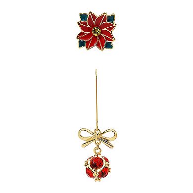 Gold Tone 2-Pair Poinsettia Earring Set