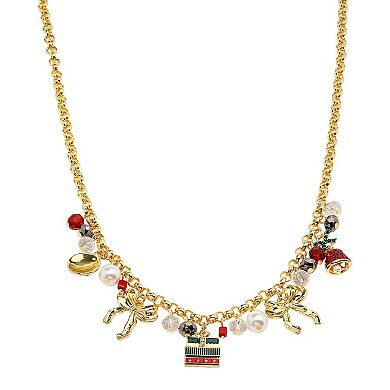 Gold Tone Holiday Charm Necklace