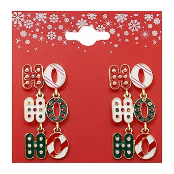Gold-Tone Hohoho Holiday Dangle Earrings
