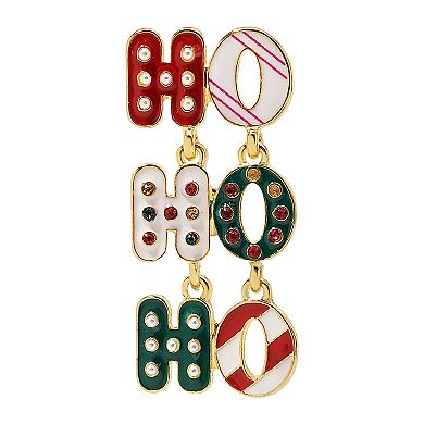 Gold-Tone Hohoho Holiday Dangle Earrings