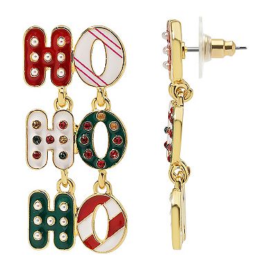 Gold-Tone Hohoho Holiday Dangle Earrings