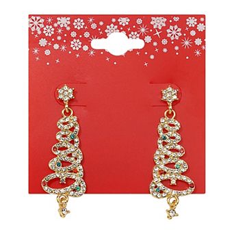 Gold Tone Holiday Tree Earrings