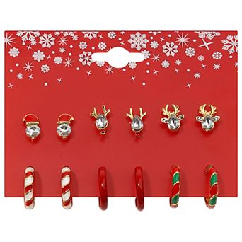 Gold Tone 6-Pair Gold Tone Crystal Earring Set