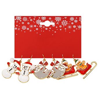 Gold Tone 3-Pair Holiday Earring Set