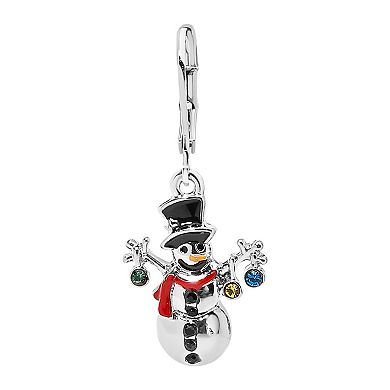 Silver Tone Mini Snowman Earrings