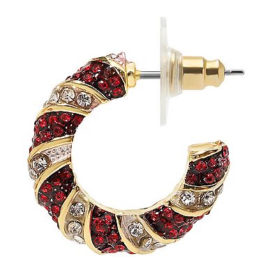 Gold Tone Candy Cane Hoop Earrings