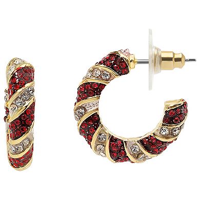Gold Tone Candy Cane Hoop Earrings