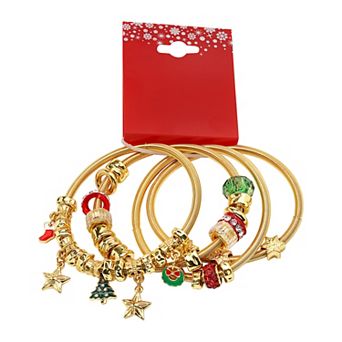 Gold Tone 4 pc Charm Bracelet Set