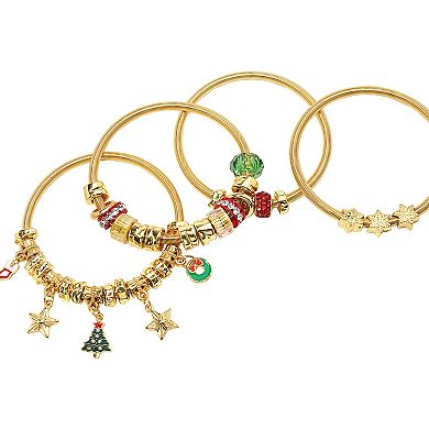 Gold Tone 4-Piece Charm Bracelet Set