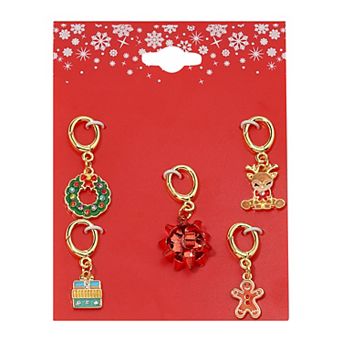 Gold Tone 5-Pack Wreath & Reindeer Holiday Shoe Charms