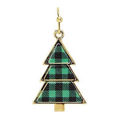 Gold Tone Plaid Tree Earrings