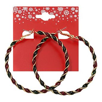 Gold Tone Holiday Hoops Earrings Set