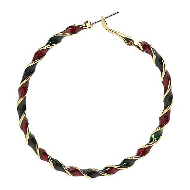 Gold Tone Holiday Hoops Earrings Set