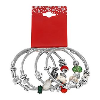 Silver Tone 4 pc Holiday Bracelet Set