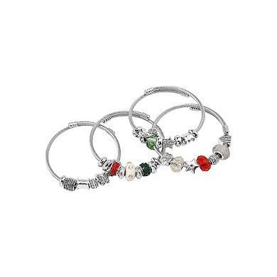 Silver Tone 4-Piece Holiday Bracelet Set