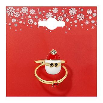 Gold Tone Santa Ring Duo Set