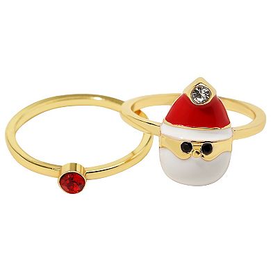 Gold Tone Santa Ring Duo Set