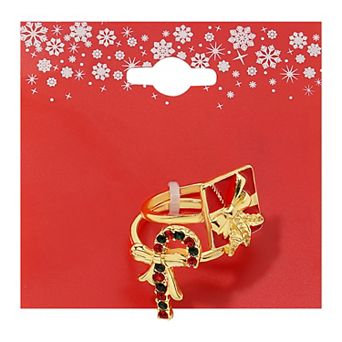 Gold Tone Holiday Ring Duo Set