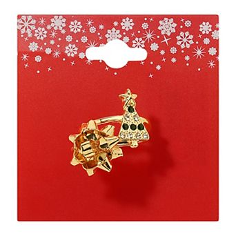 Gold Tone Tree Bow Ring Duo Set