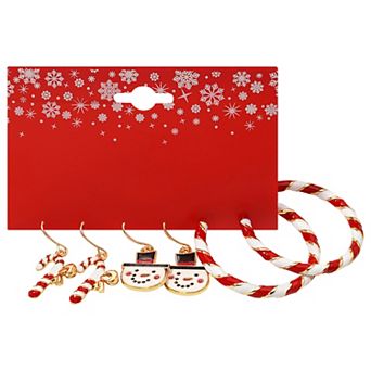 Gold Tone 3-Pair Holiday Hoop Earring Set